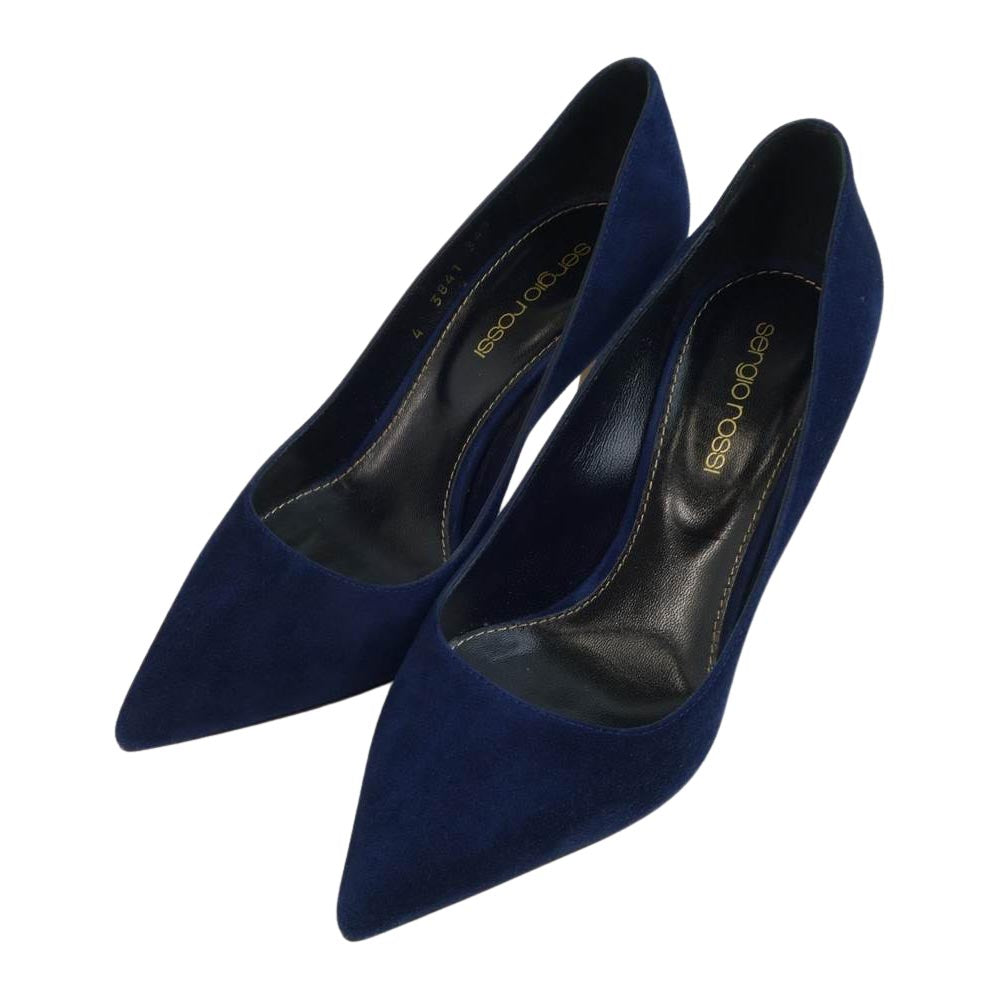 Sergio Rossi セルジオロッシ Godiva ポインテッドトゥ スエード パンプス ネイビー ネイビー系 34.5【中古】