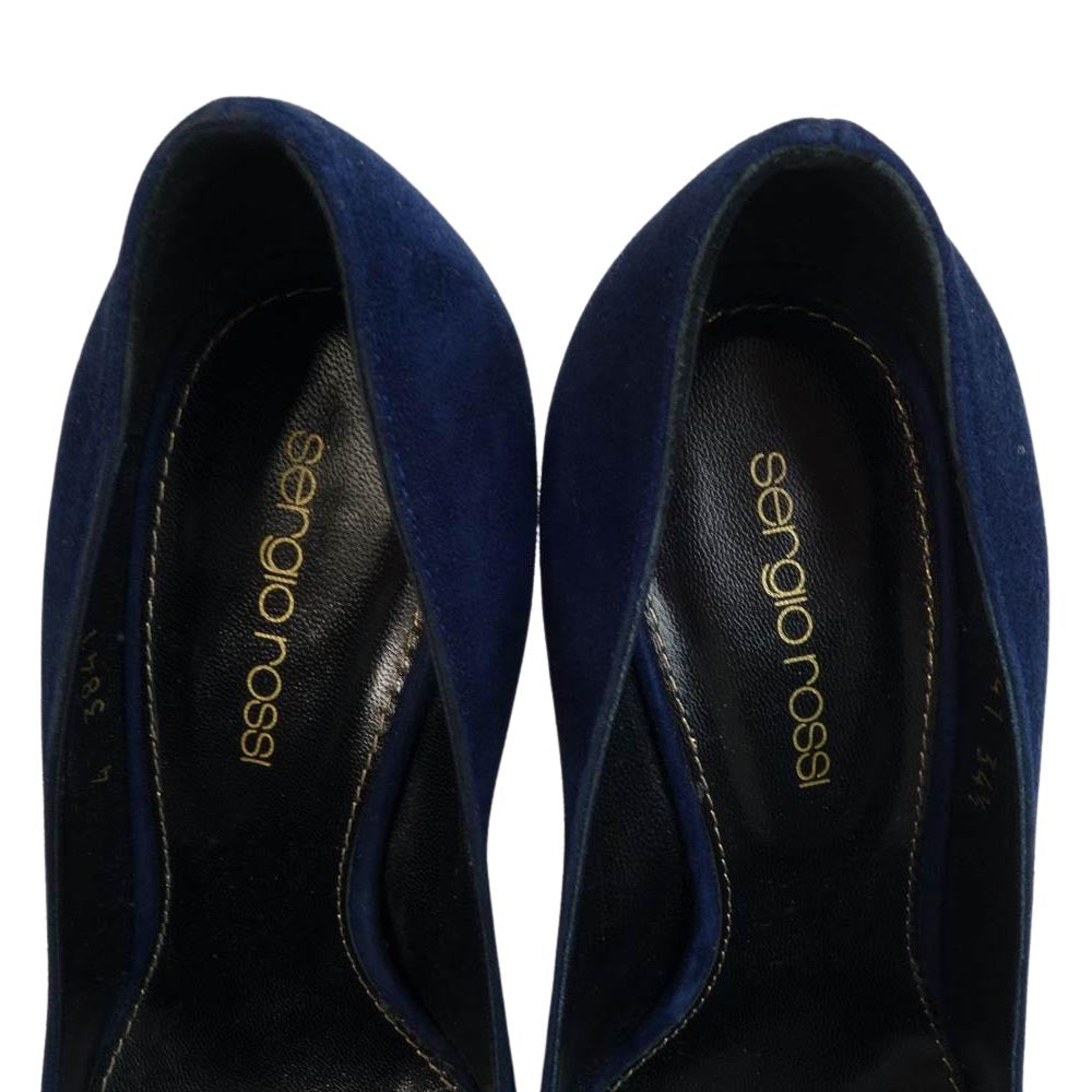 Sergio Rossi セルジオロッシ Godiva ポインテッドトゥ スエード パンプス ネイビー ネイビー系 34.5【中古】