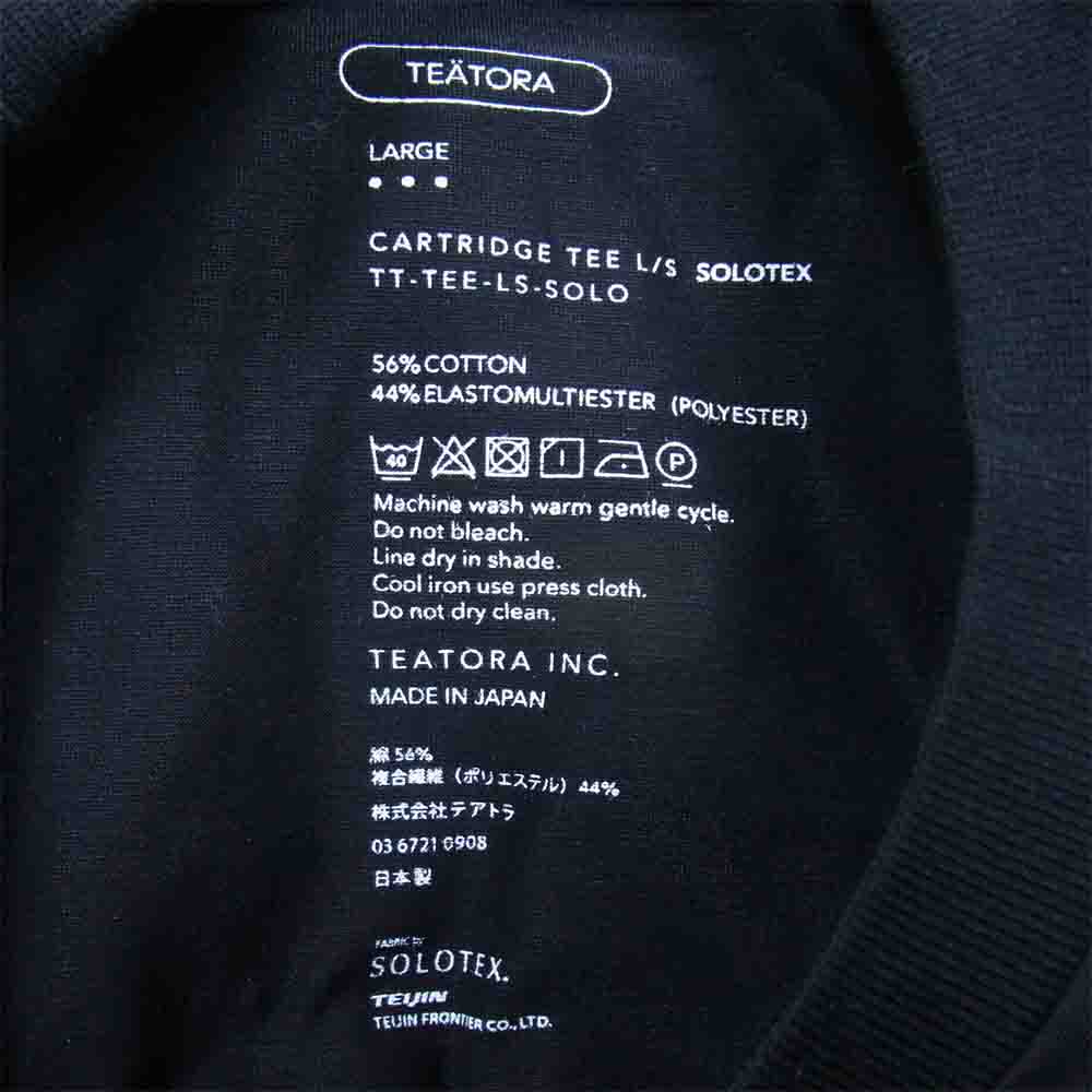 TEATORA テアトラ TT-TEE-LS-SOLO CARTRIDGE TEE L/S Solotex 3 カートリッジ ソロテックス 長袖 Tシャツ カットソー ブラック系 L【美品】【中古】