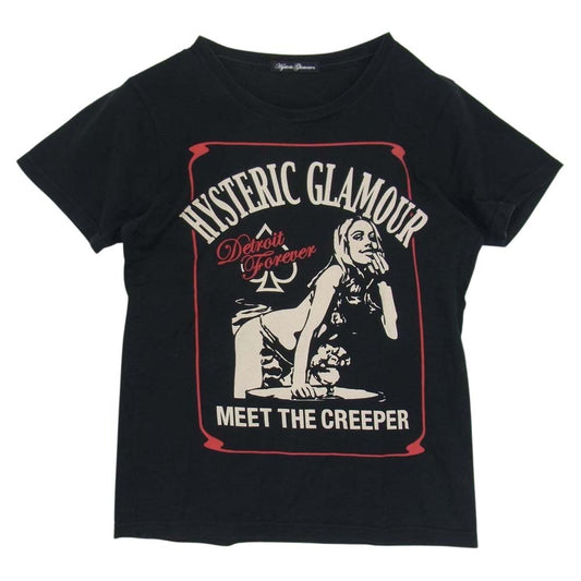 HYSTERIC GLAMOUR ヒステリックグラマー 2CT1610 MEET THE CREEPER プリント Tシャツ レディース ブラック系 FREE【中古】