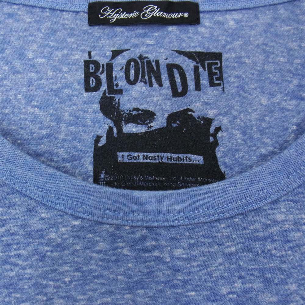 HYSTERIC GLAMOUR ヒステリックグラマー 013CT04 BLONDIE ブロンディ クルーネック Tシャツ レディース ブルー系 FREE【中古】