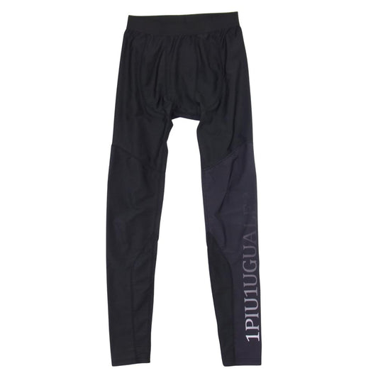 1piu1uguale3 ウノピュウノウグァーレトレ ls006 SPORT LUXURY LEGGINGS 113 LOGO ロゴプリント スポーツ ラグジュアリー レギンス ブラック系 Ⅳ【中古】