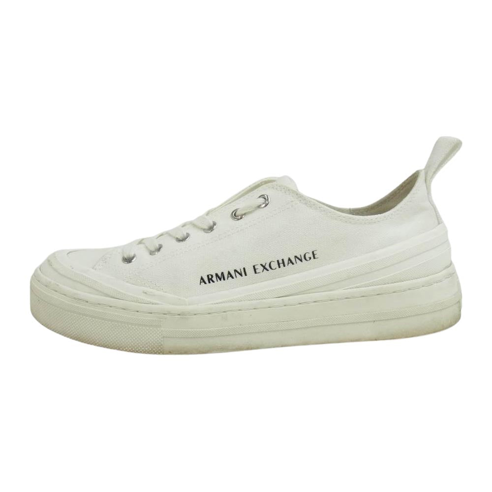 ARMANI EXCHANGE アルマーニエクスチェンジ XDX040 XV300 ロゴ キャンバス ローカット スニーカー ホワイト系 39【中古】