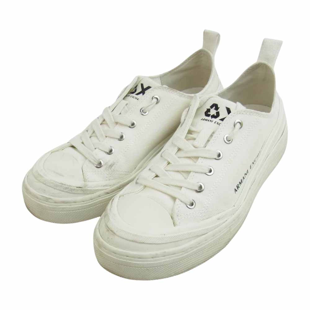 ARMANI EXCHANGE アルマーニエクスチェンジ XDX040 XV300 ロゴ キャンバス ローカット スニーカー ホワイト系 39【中古】