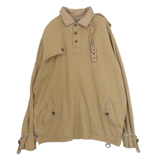 POLO RALPH LAUREN ポロ・ラルフローレン 袖ワッペン トレンチ ラガーシャツ プルオーバー ジャケット ベージュ系 XL【中古】