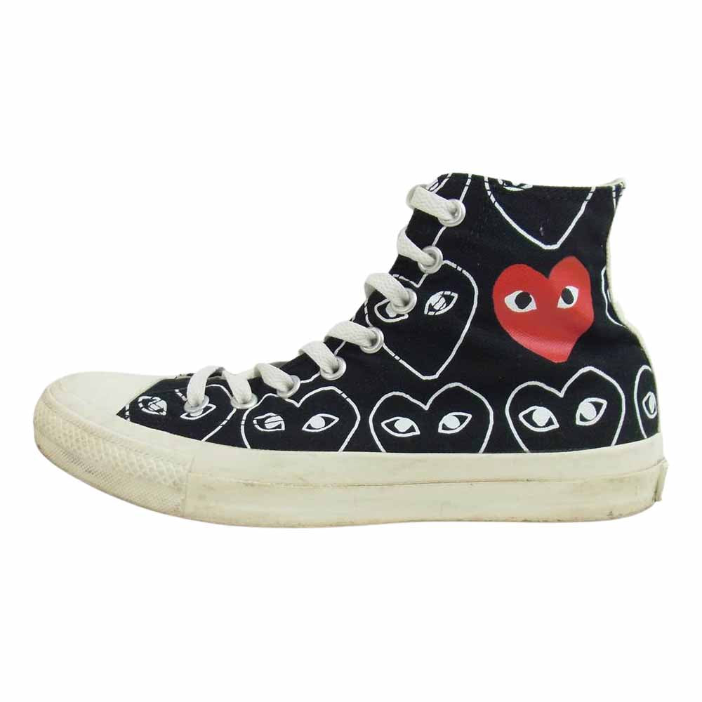 COMME des GARCONS コムデギャルソン PLAY プレイ コンバース コンバース ハートプリント ハイカット スニーカー ブラック系 26cm【中古】