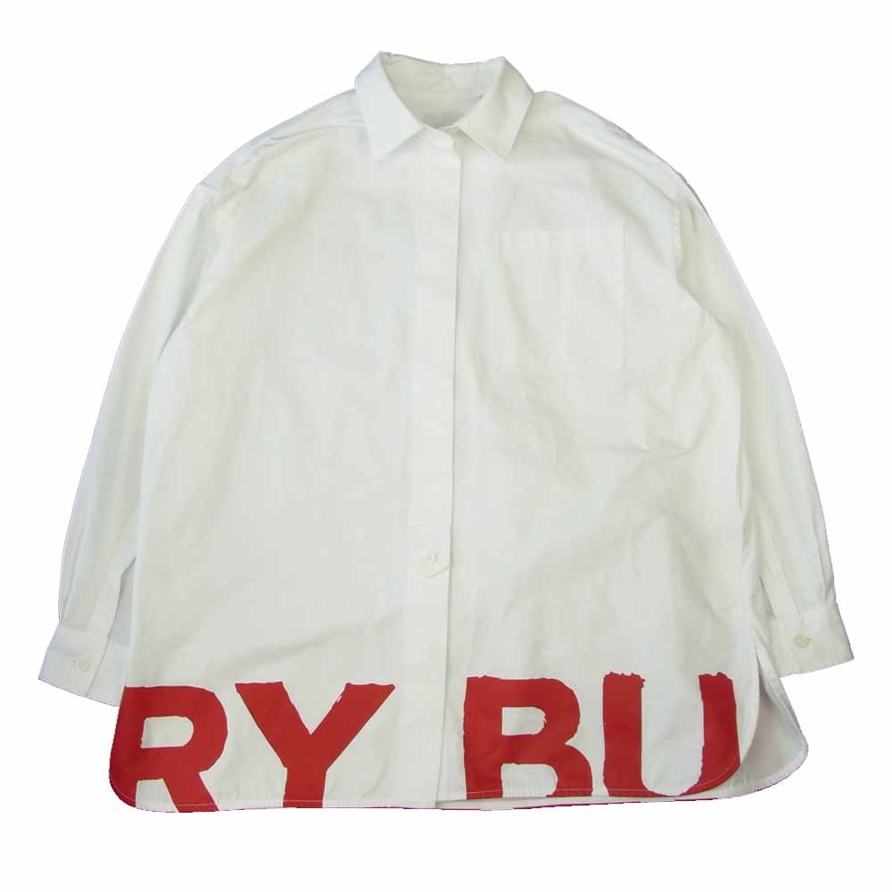 BURBERRY バーバリー 8038143 LONDON ENGLAND バーバリージャパンタグ ロゴ ペイント加工 オーバーサイズ 長袖 シャツ ホワイト系 UK4【中古】