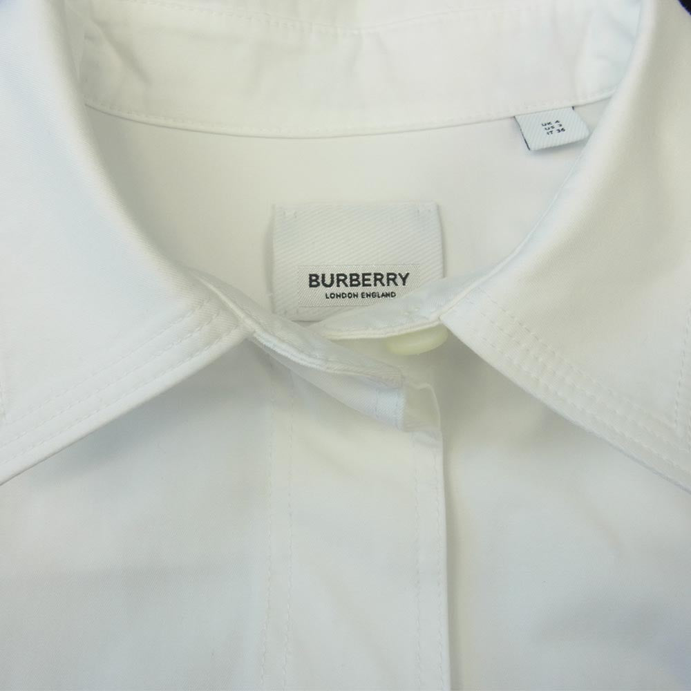 BURBERRY バーバリー 8038143 LONDON ENGLAND バーバリージャパンタグ ロゴ ペイント加工 オーバーサイズ 長袖 シャツ ホワイト系 UK4【中古】