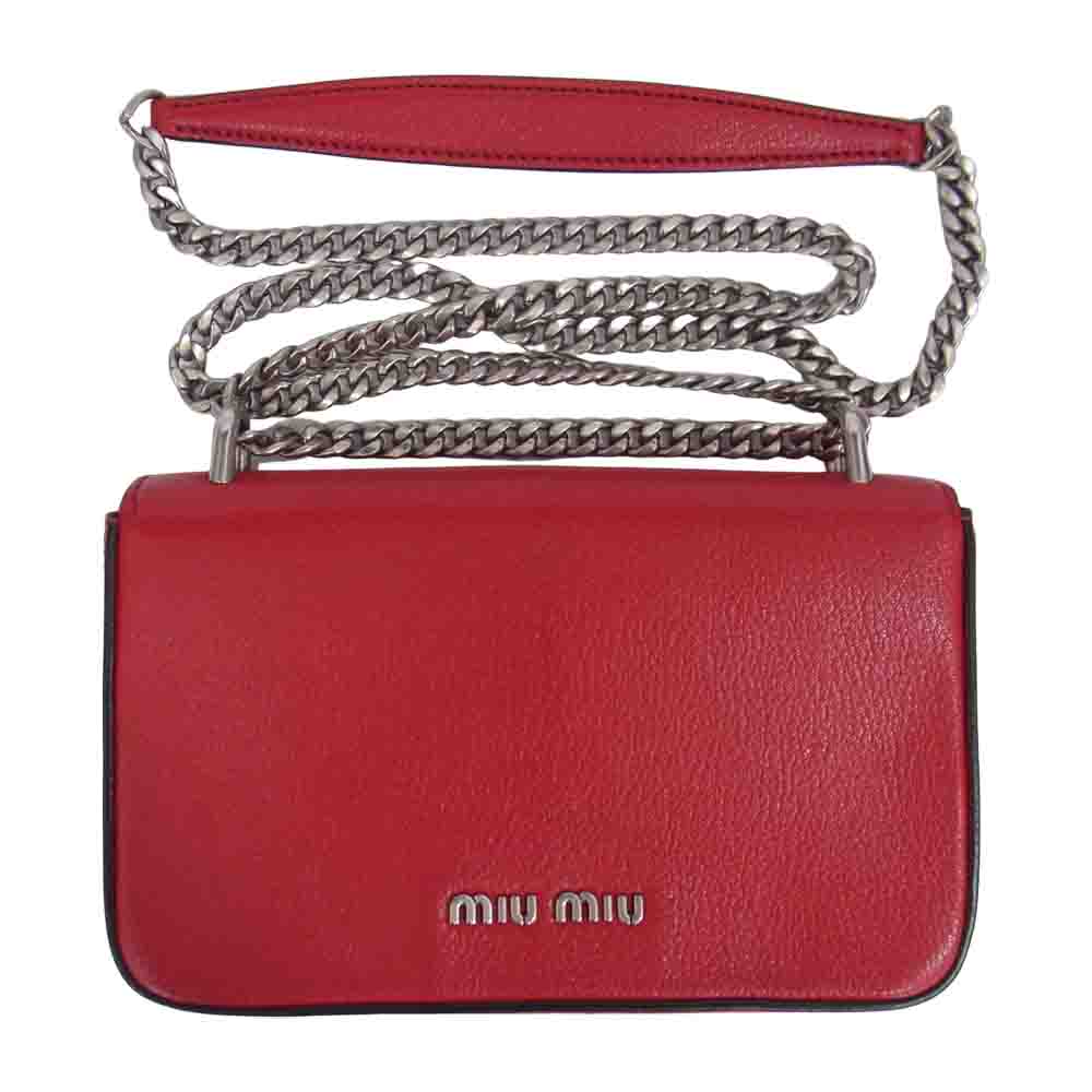 MIUMIU ミュウミュウ ロゴプレート レザー チェーン ショルダー バッグ