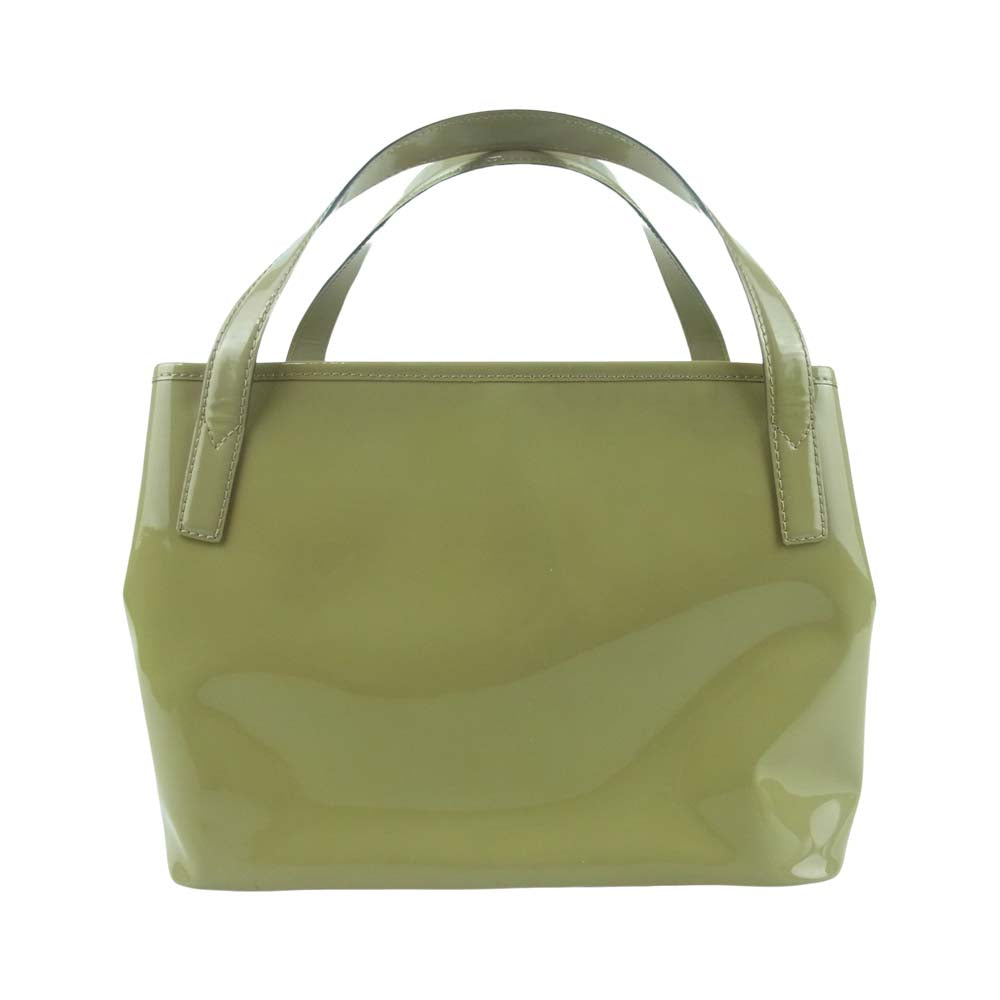 MAX MARA マックスマーラ エナメル レザー トート バッグ 牛革 イタリア製 ベージュ系 ライトグリーン系【中古】