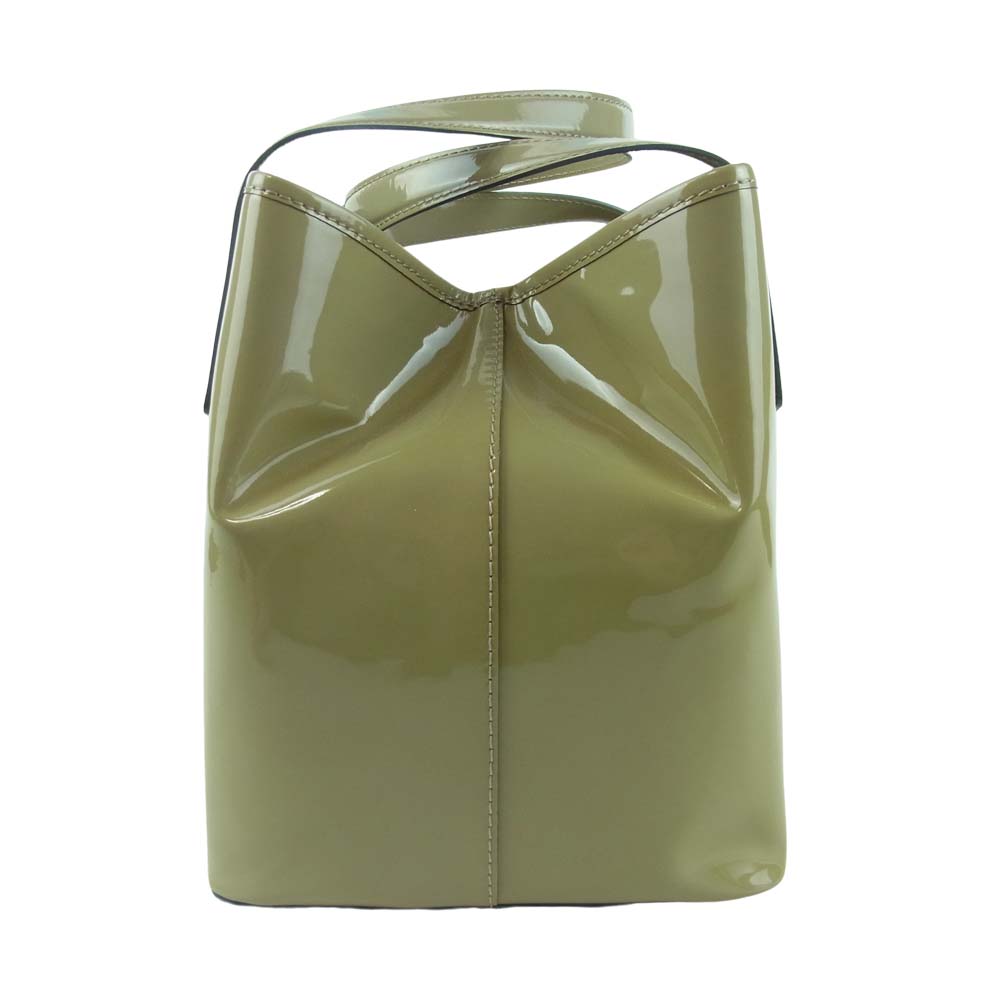 MAX MARA マックスマーラ エナメル レザー トート バッグ 牛革 イタリア製 ベージュ系 ライトグリーン系【中古】