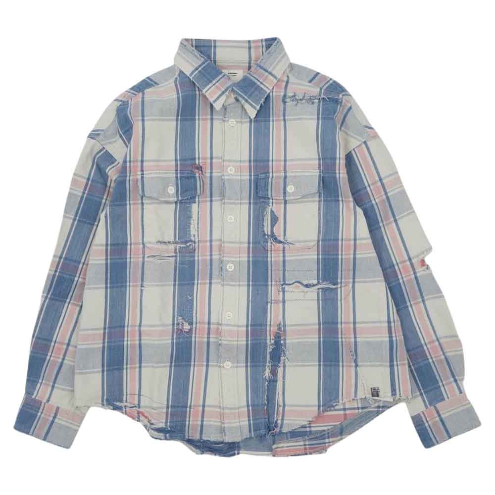 VISVIM ビズビム 22SS 0122105011008 PIONEER CHECK L/S CRASH パイオニア クラッシュ加工 チェックシャツ ネルシャツ マルチカラー系 1【極上美品】【中古】