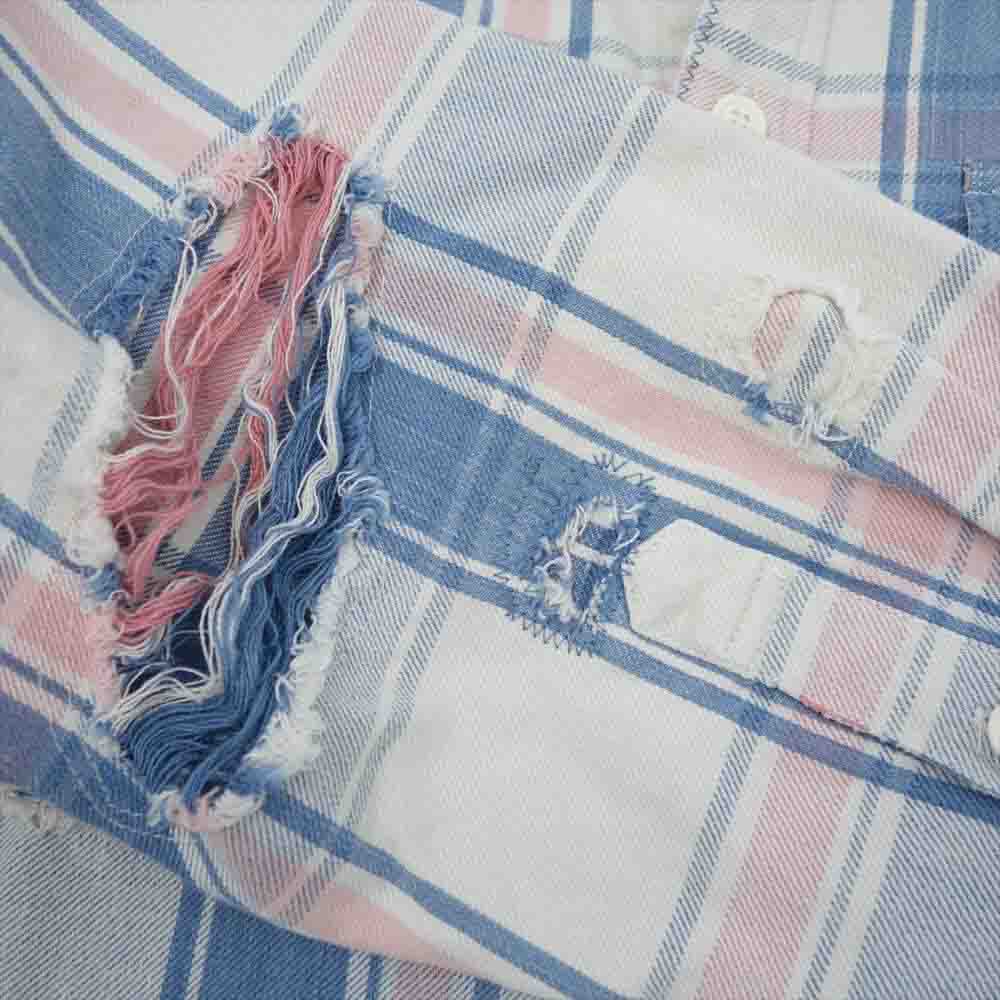 VISVIM ビズビム 22SS 0122105011008 PIONEER CHECK L/S CRASH パイオニア クラッシュ加工 チェックシャツ ネルシャツ マルチカラー系 1【極上美品】【中古】