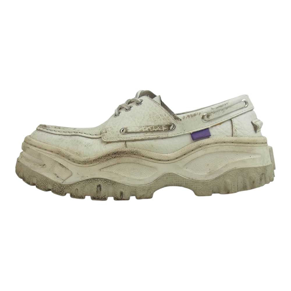 エイティズ MYKONOS LEATHER Laced Shoes 厚底 レザー デッキシューズ ホワイト系 28.1【中古】