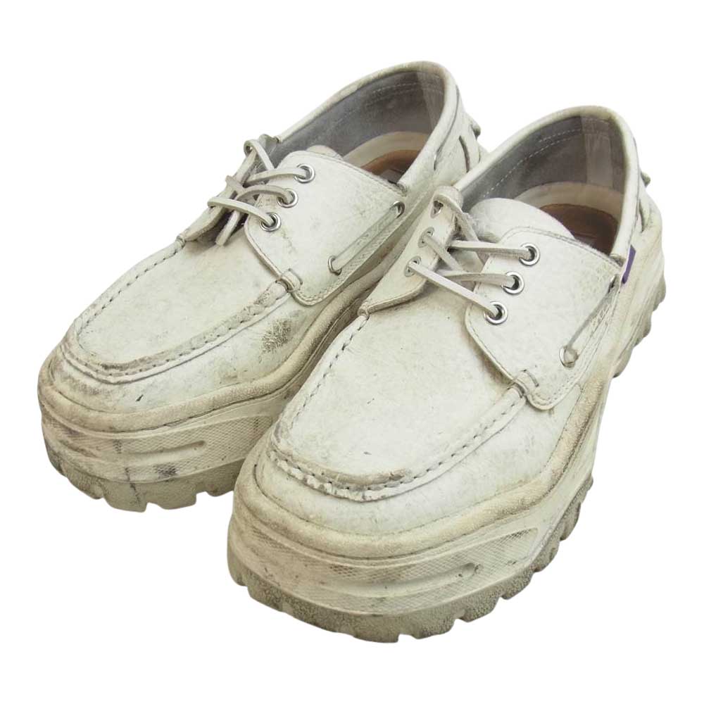 エイティズ MYKONOS LEATHER Laced Shoes 厚底 レザー デッキシューズ ホワイト系 28.1【中古】
