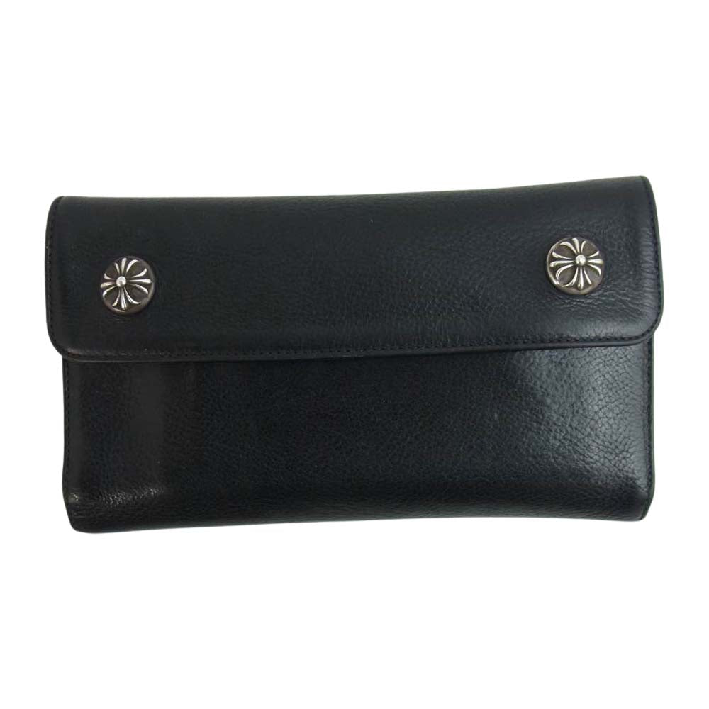 CHROME HEARTS クロムハーツ（原本無） WAVE WALLET ウェーブ クロスボール ウォレット ブラック系【中古】