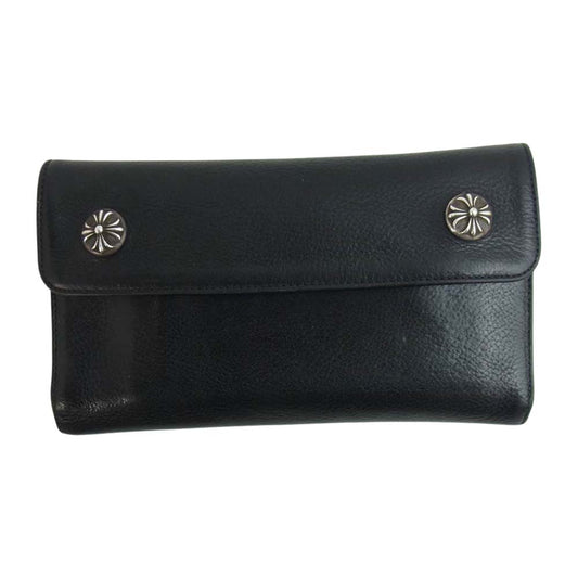 CHROME HEARTS クロムハーツ（原本無） WAVE WALLET ウェーブ クロスボール ウォレット ブラック系【中古】