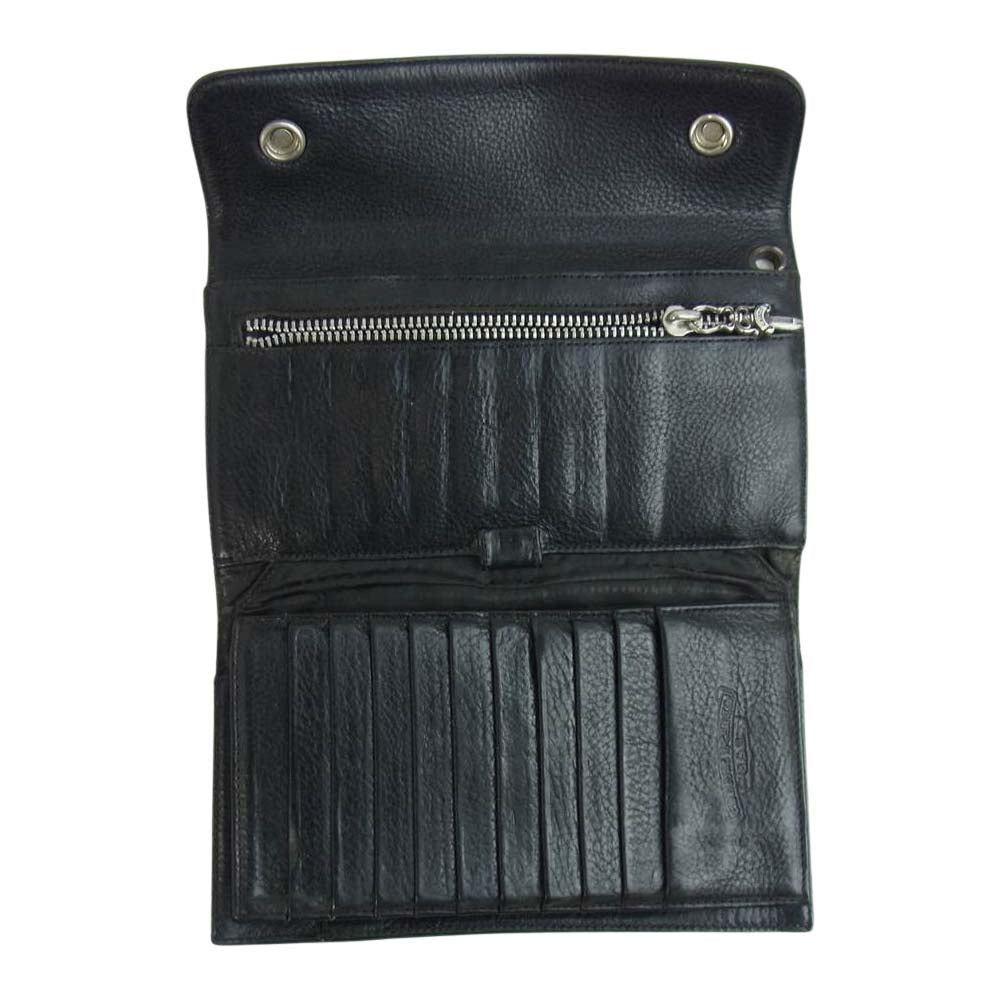 CHROME HEARTS クロムハーツ（原本無） WAVE WALLET ウェーブ クロスボール ウォレット ブラック系【中古】