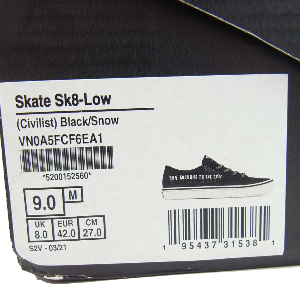 VANS バンズ VN0A5FCF6EA1 CIVILIST SKATE SK8-LOW スケート ロー ブラック ブラック系 27.0cm【新古品】【未使用】【中古】