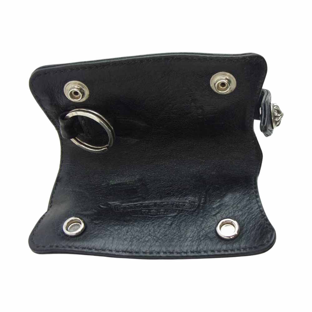 CHROME HEARTS クロムハーツ（原本無） クロスボール ボタン レザー キーケース ブラック系【中古】