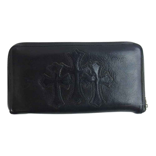 CHROME HEARTS クロムハーツ（原本無） REC F ZIP 3 セメタリークロス ラウンドジップ ウォレット ブラック系【中古】