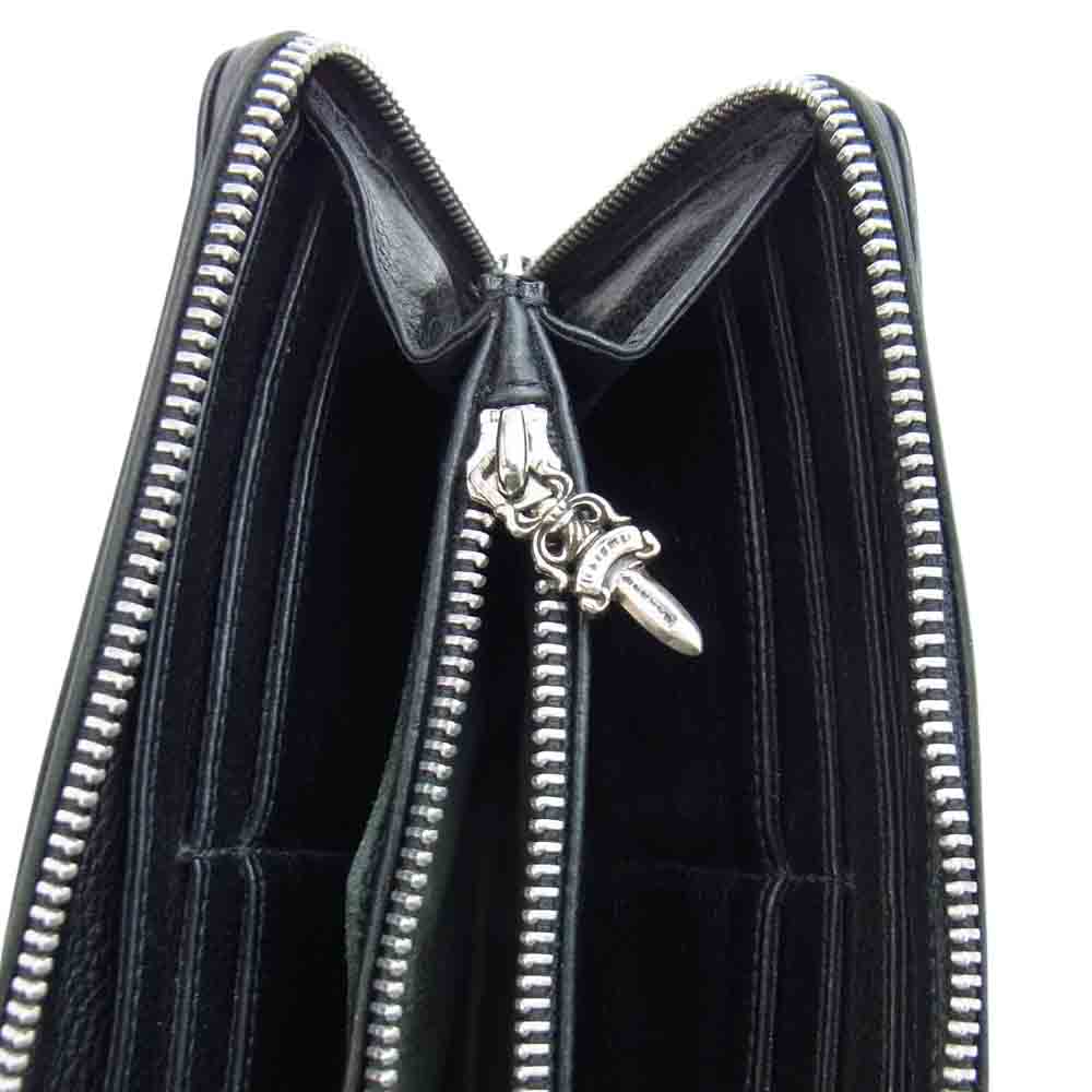 CHROME HEARTS クロムハーツ（原本無） REC F ZIP 3 セメタリークロス ラウンドジップ ウォレット ブラック系【中古】