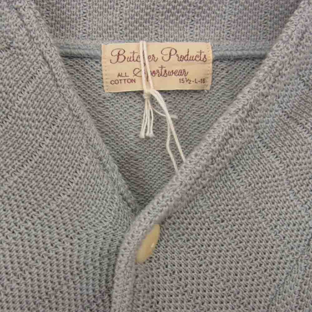 BUTCHER PRODUCTS ブッチャープロダクツ SHAWL POLO ショールカラー ニット ポロシャツ グレー系 L【中古】