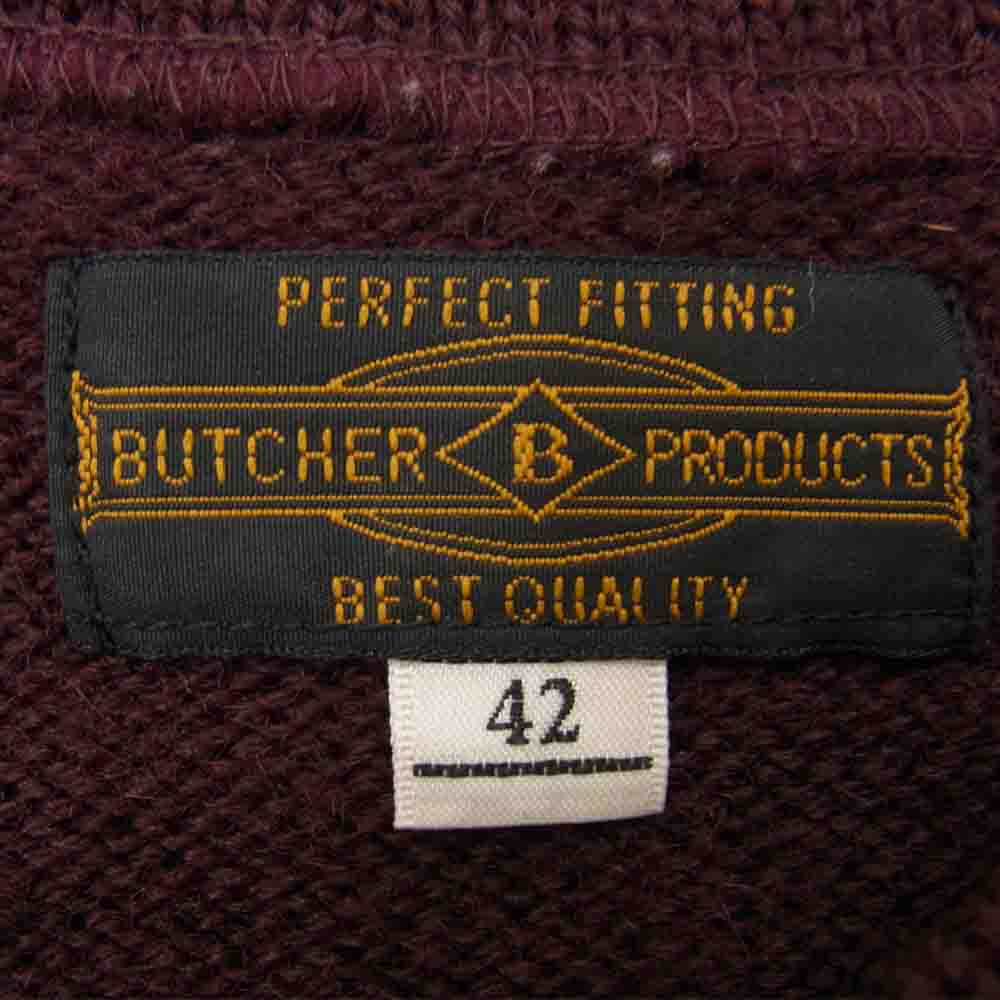BUTCHER PRODUCTS ブッチャープロダクツ ウール ニット セーター エンジ系 42【中古】