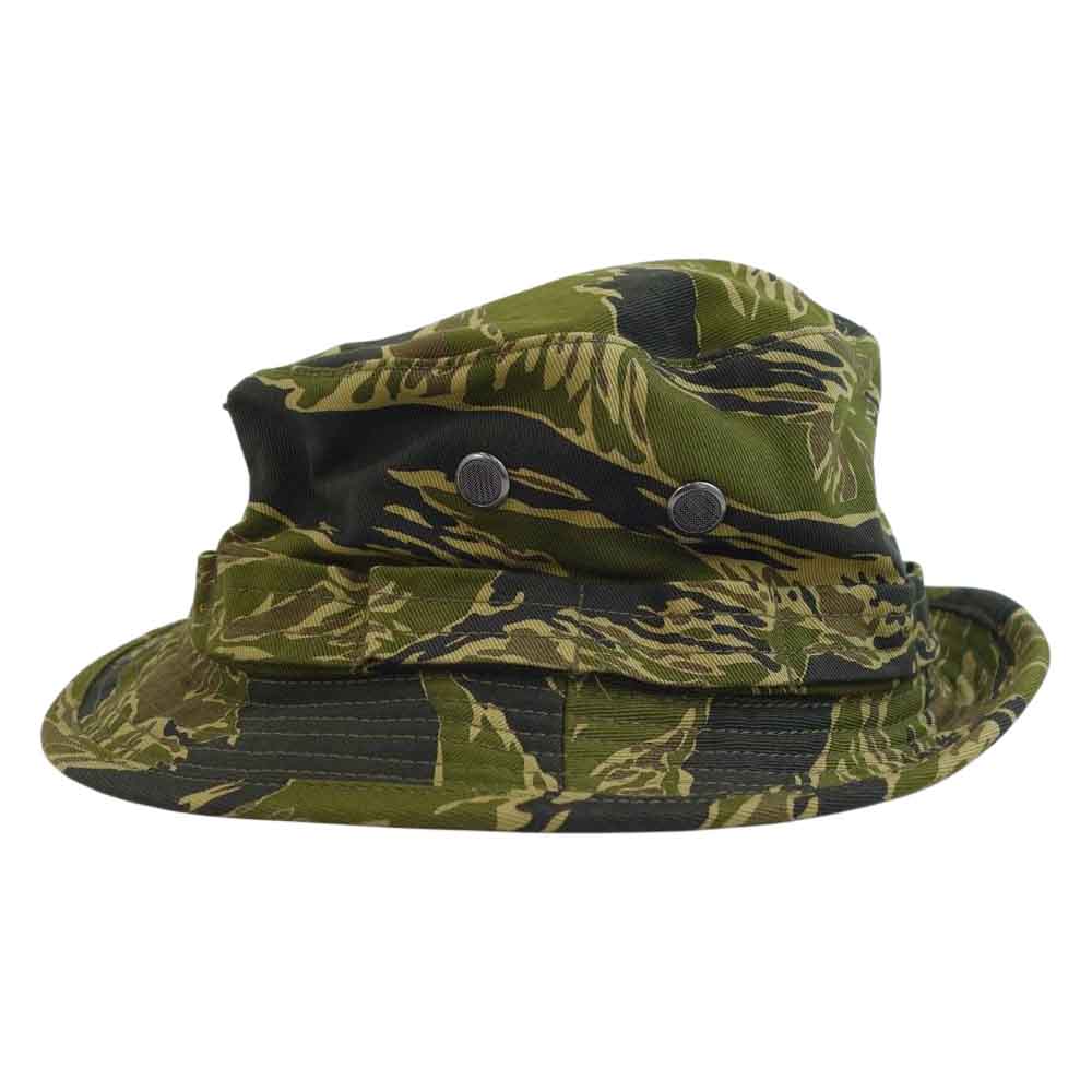 The REAL McCOY'S ザリアルマッコイズ TIGER CAMOUFLAGE BOONIE HAT カモワッペン付き ブーニー ハット グリーン系 カモ柄 73/8【中古】