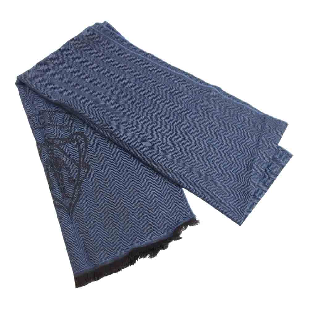 GUCCI グッチ 344993 ウール マフラー ブルー系【中古】