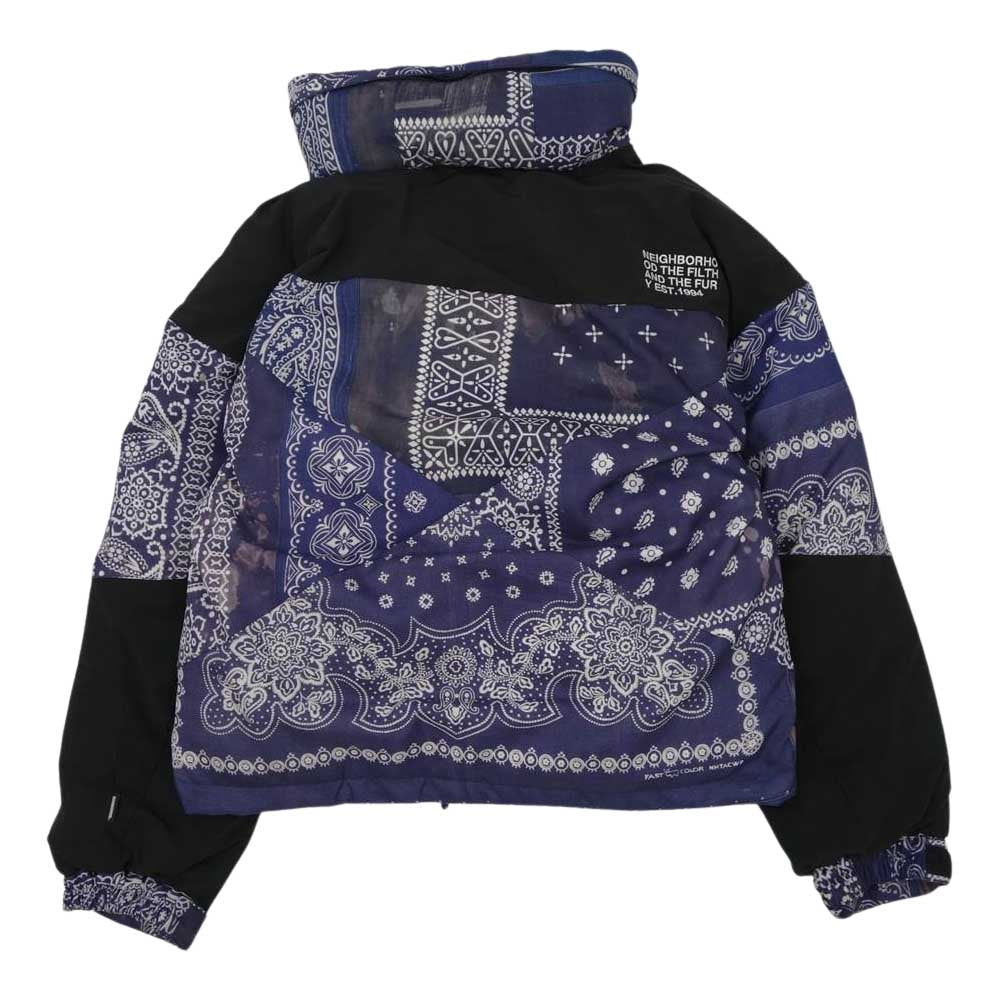 NEIGHBORHOOD ネイバーフッド 21AW 212TSNH-JKM11 BANDANA CHOPPED DOWN / E-JKT バンダナ クロップド ダウン ジャケット ネイビー系 ブラック系 S【中古】