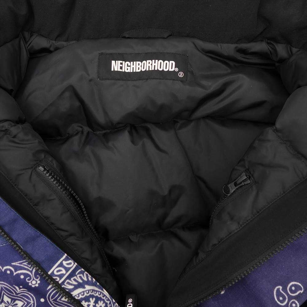 NEIGHBORHOOD ネイバーフッド 21AW 212TSNH-JKM11 BANDANA CHOPPED DOWN / E-JKT バンダナ クロップド ダウン ジャケット ネイビー系 ブラック系 S【中古】