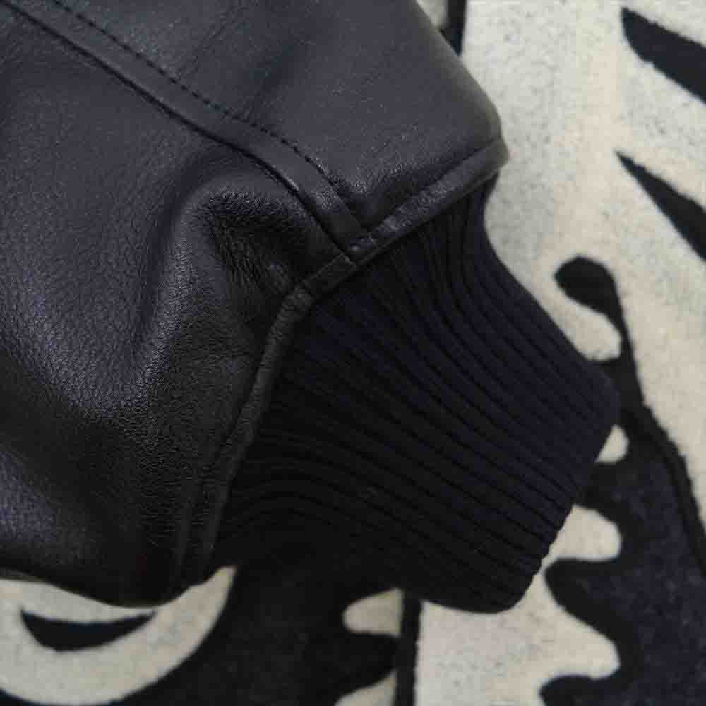 NEIGHBORHOOD ネイバーフッド 21AW 212AQNH-JKM01S VIRSITY JACKET BONE アーム レザー 切替 ボーン デザイン バーシティ ジャケット スタジャン ブラック系 グレー系 M【極上美品】【中古】