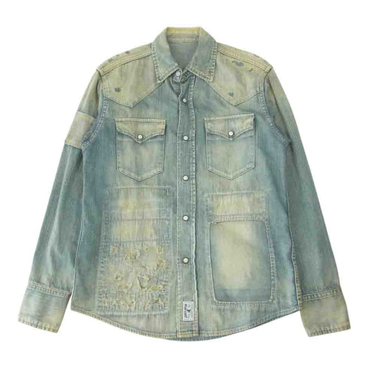 ダニアジャパン 加工デニムウエスタンシャツ インディゴブルー系 M【中古】