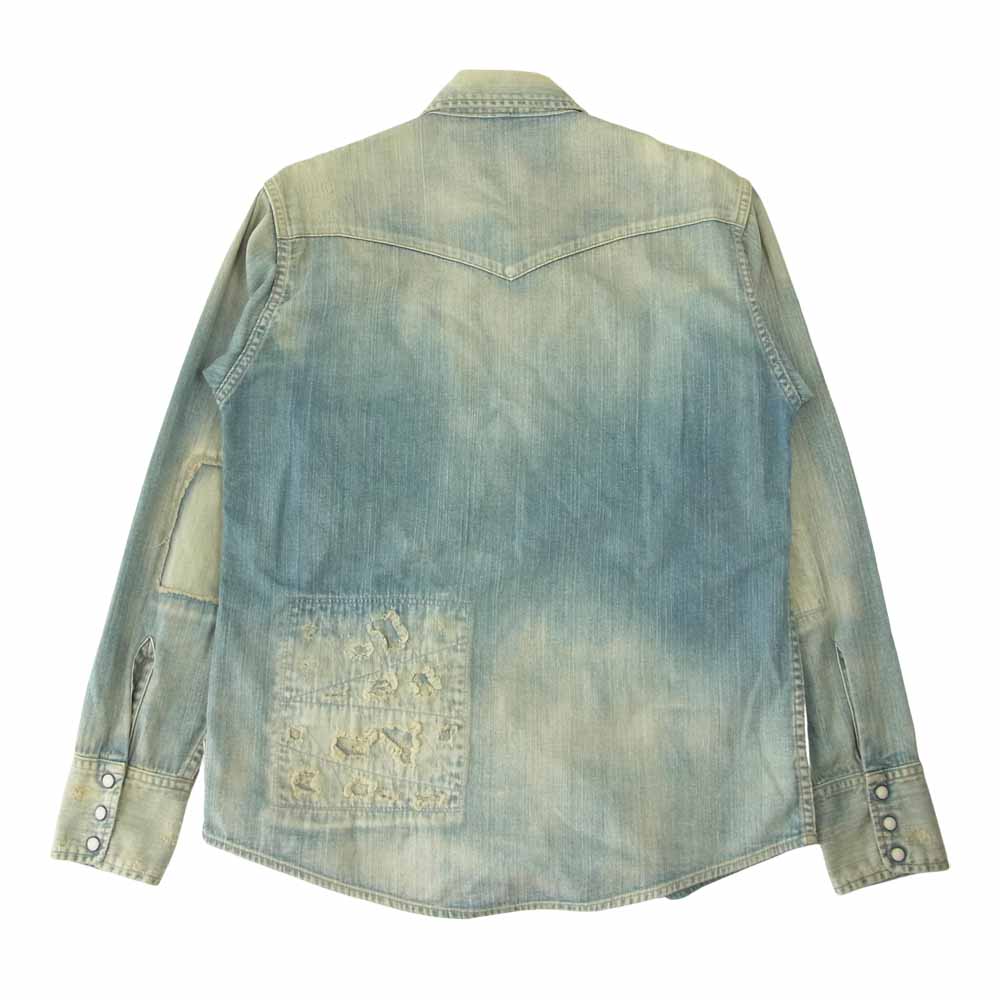 ダニアジャパン 加工デニムウエスタンシャツ インディゴブルー系 M【中古】