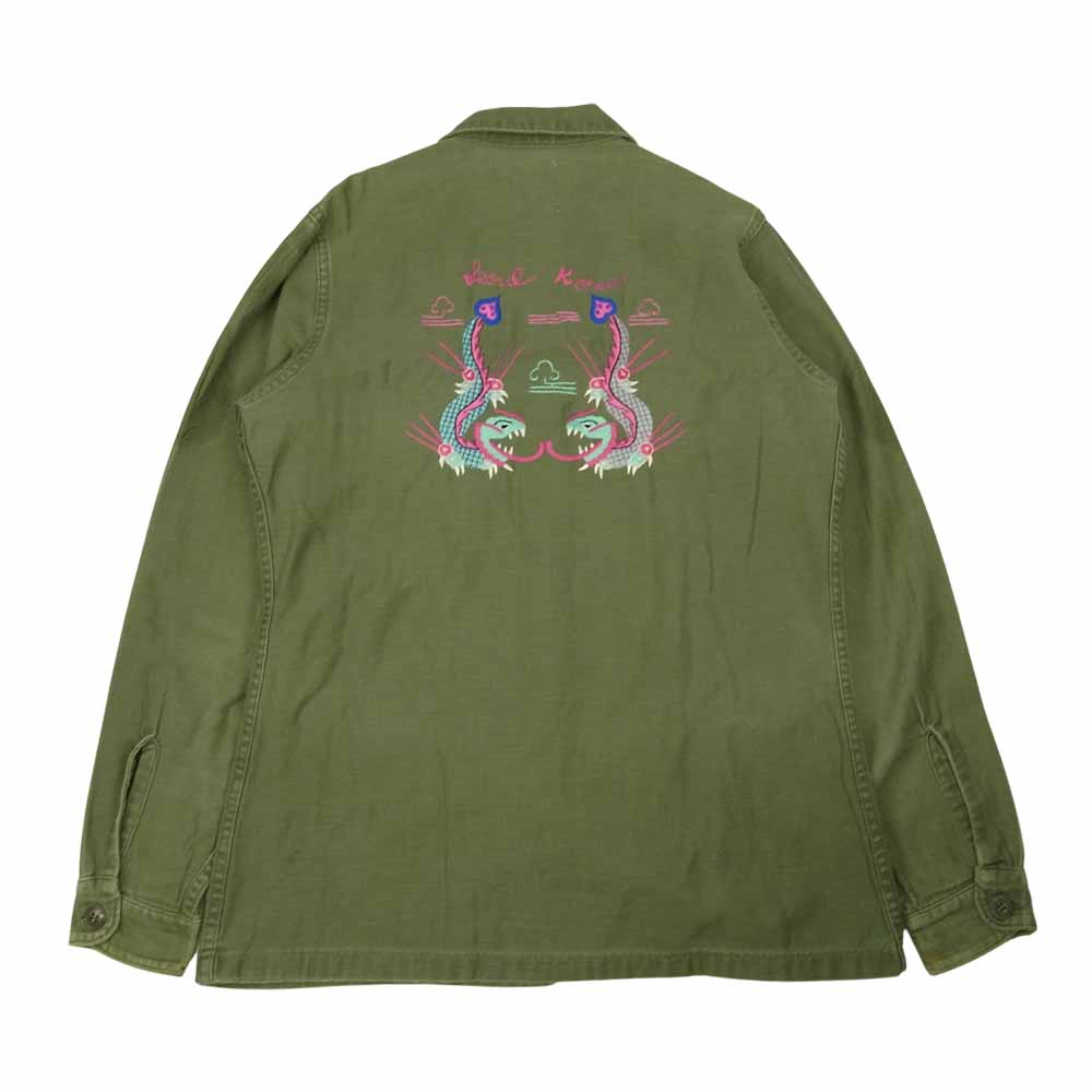 Horizontal US ARMY Utility Shirts ホリゾンタル US アーミー ユーティリティー シャツ 刺繍 ミリタリー シャツ カーキ系 S【中古】