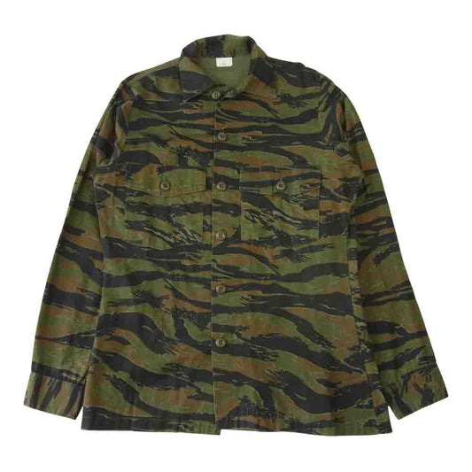 US ARMY タイガーカモ ユーティリティシャツ ミリタリー シャツ カーキ系 14.5【中古】