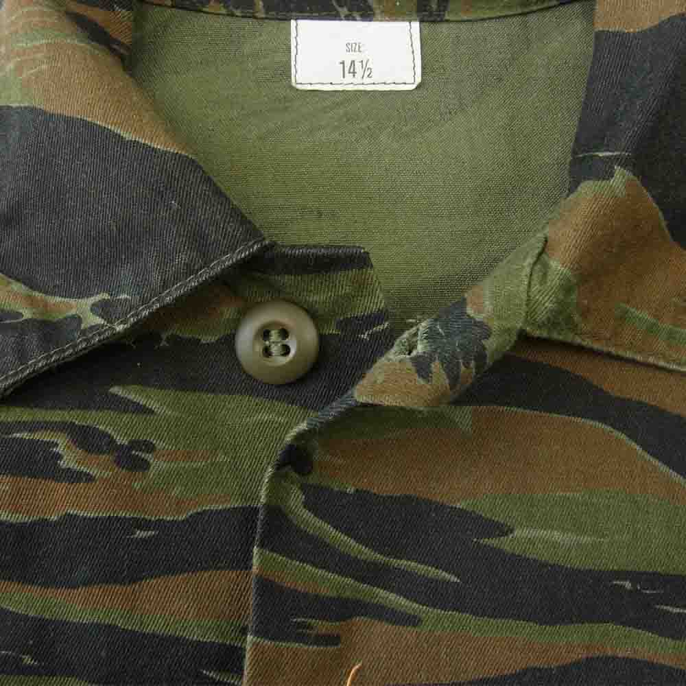 US ARMY タイガーカモ ユーティリティシャツ ミリタリー シャツ カーキ系 14.5【中古】