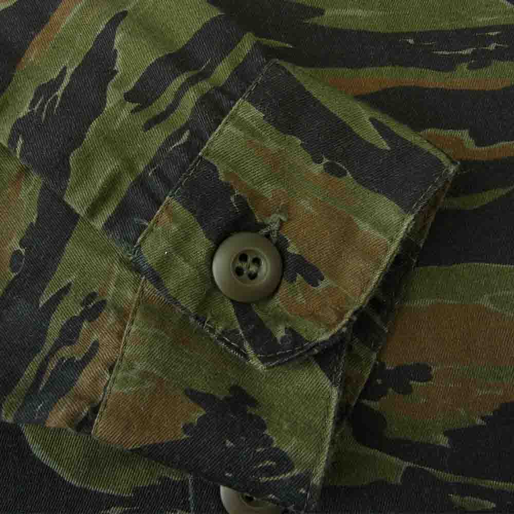 US ARMY タイガーカモ ユーティリティシャツ ミリタリー シャツ カーキ系 14.5【中古】