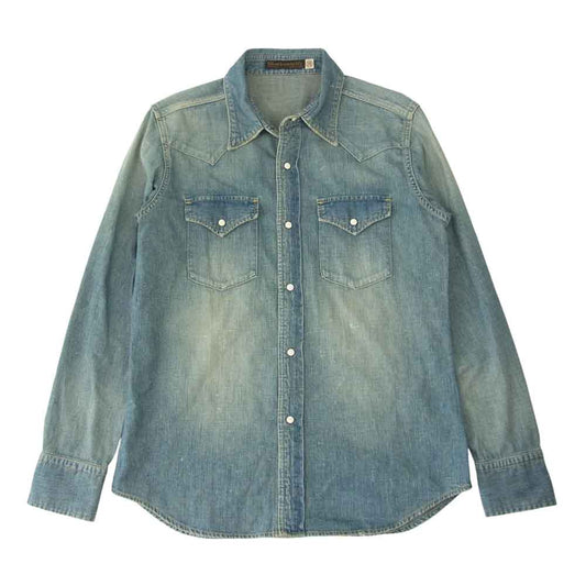 FULLCOUNT フルカウント 4894HW Denim Western Shirt  Hand Wash 加工 デニム ウエスタン シャツ  インディゴブルー系 38【中古】