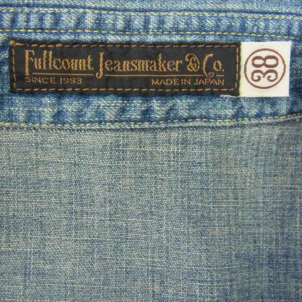 FULLCOUNT フルカウント 4894HW Denim Western Shirt  Hand Wash 加工 デニム ウエスタン シャツ  インディゴブルー系 38【中古】