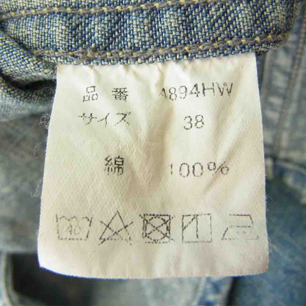 FULLCOUNT フルカウント 4894HW Denim Western Shirt  Hand Wash 加工 デニム ウエスタン シャツ  インディゴブルー系 38【中古】