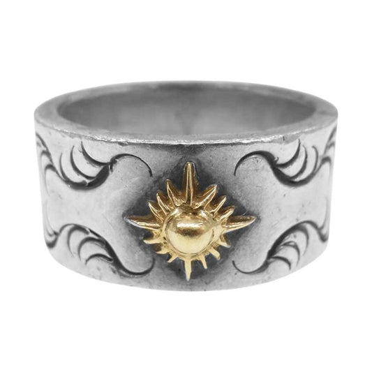 ARIZONA FREEDOM アリゾナフリーダム K18 太陽神付 W唐草 リング シルバー系 22.5号【中古】