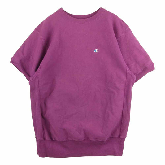 Champion チャンピオン USA製 90s 刺繍タグ リバースウィーブ 半袖 スウェット コットン パープル系 XL【中古】