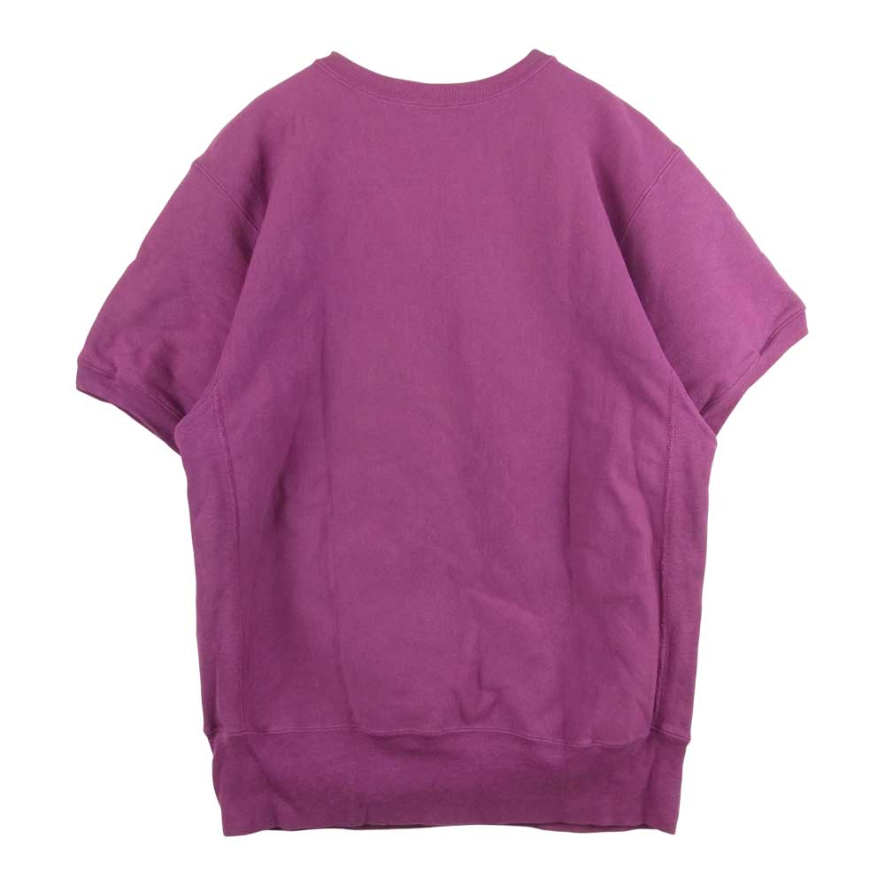 Champion チャンピオン USA製 90s 刺繍タグ リバースウィーブ 半袖 スウェット コットン パープル系 XL【中古】