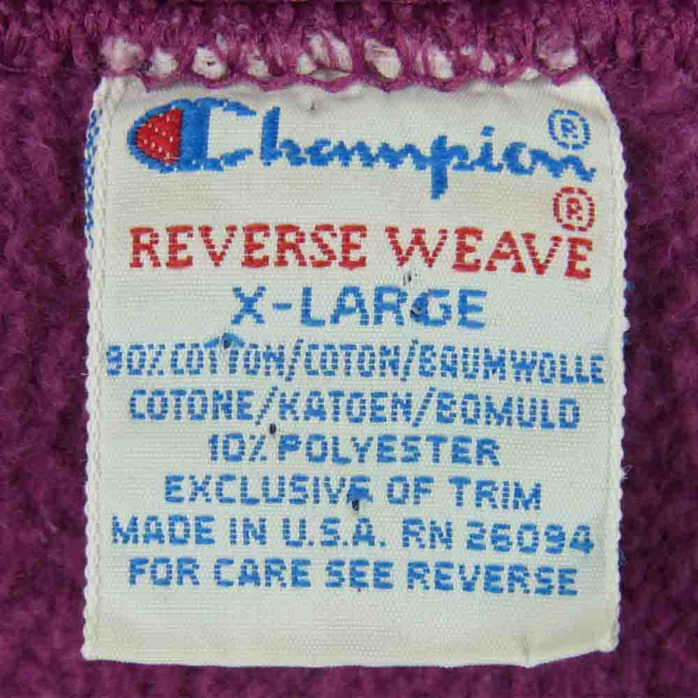 Champion チャンピオン USA製 90s 刺繍タグ リバースウィーブ 半袖 スウェット コットン パープル系 XL【中古】