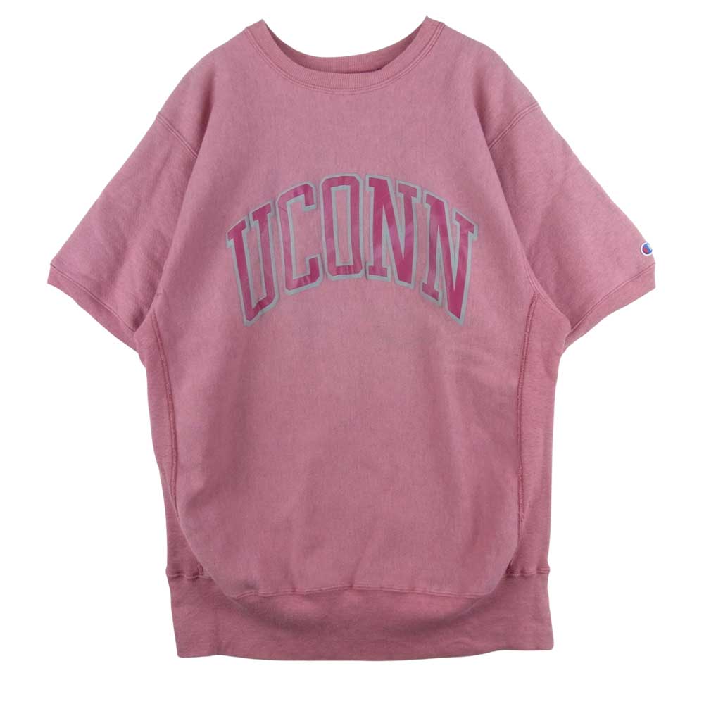 Champion チャンピオン USA製 90s 刺繍タグ リバースウィーブ 半袖 スウェット コットン ピンク系 XL【中古】