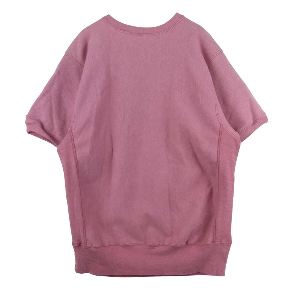Champion チャンピオン USA製 90s 刺繍タグ リバースウィーブ 半袖 スウェット コットン ピンク系 XL【中古】