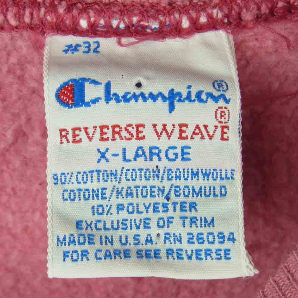 Champion チャンピオン USA製 90s 刺繍タグ リバースウィーブ 半袖 スウェット コットン ピンク系 XL【中古】