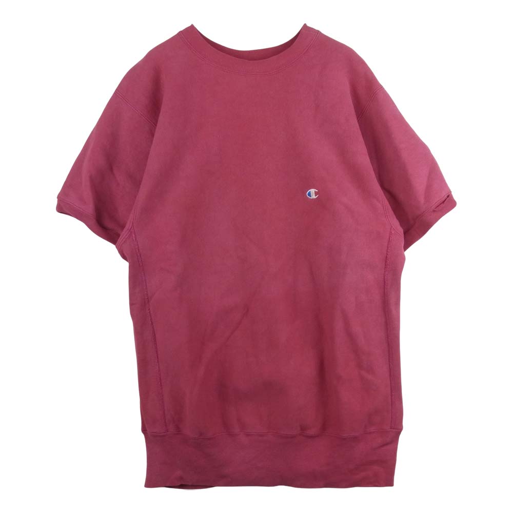 Champion チャンピオン USA製 90s 刺繍タグ リバースウィーブ 半袖 スウェット コットン ピンク系 XL【中古】